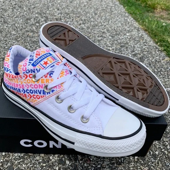 Converse CTAS Ox Madison White Multicolor Rainbow Sneakers New - Picture 6 of 7